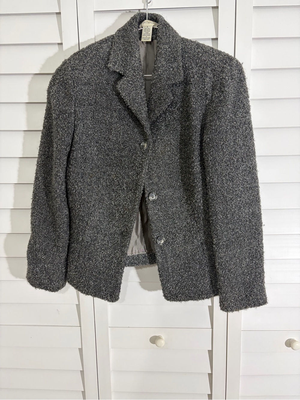 Ann Taylor Gray Bouclé Blazer Jacket